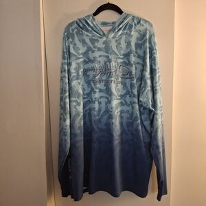 Tormenter Men's Long Sleeve Blue Shark Print Hoodie Tee
